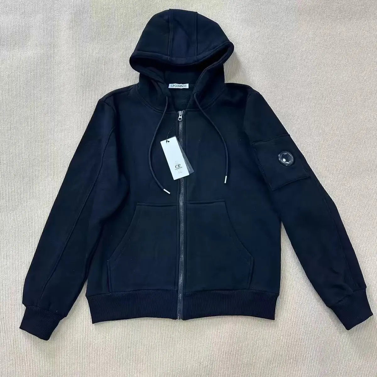 C-hoodie cardigan black (with added fleece)